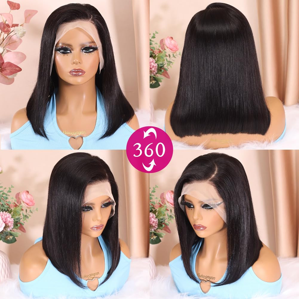 1 of  Bob Wig Human Hair 14 Inch Nature Black and 1 of  Bob Wig Human Hair 10 Inch Nature Black